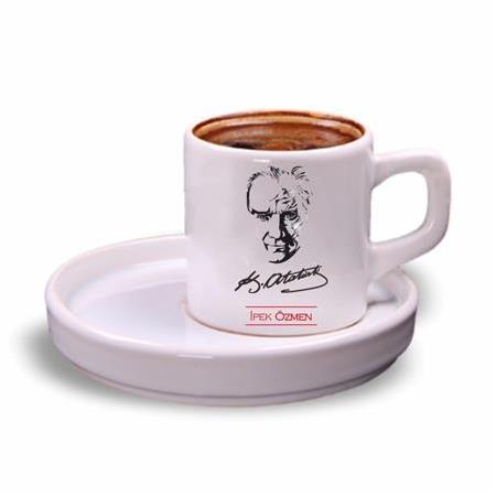 Atatürk | Doğum Günü & Özel Günler Kişiye Özel Tasarım Geniş Tabaklı Kahve Fincanı Takımı